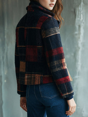 Stand Collar Checkered Jacket