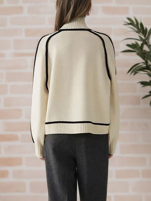 Textured Mock Neck Knit Sweater