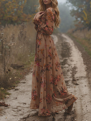 V-Neck Floral Maxi Dress