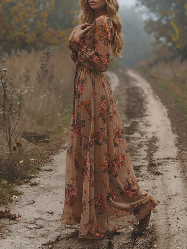 V-Neck Floral Maxi Dress