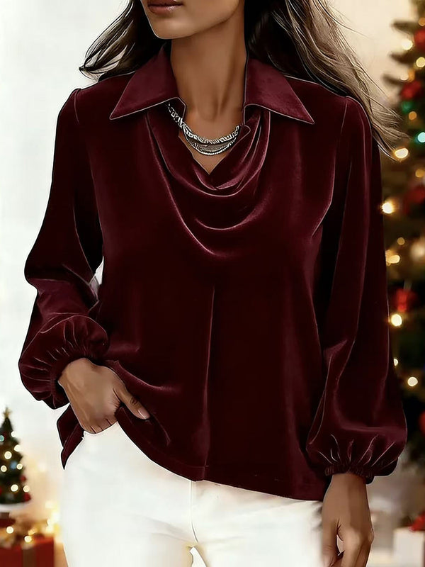 Velvet Lantern Sleeve Top