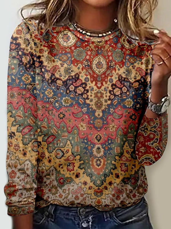 Vibrant Round Neck Long Sleeve Top