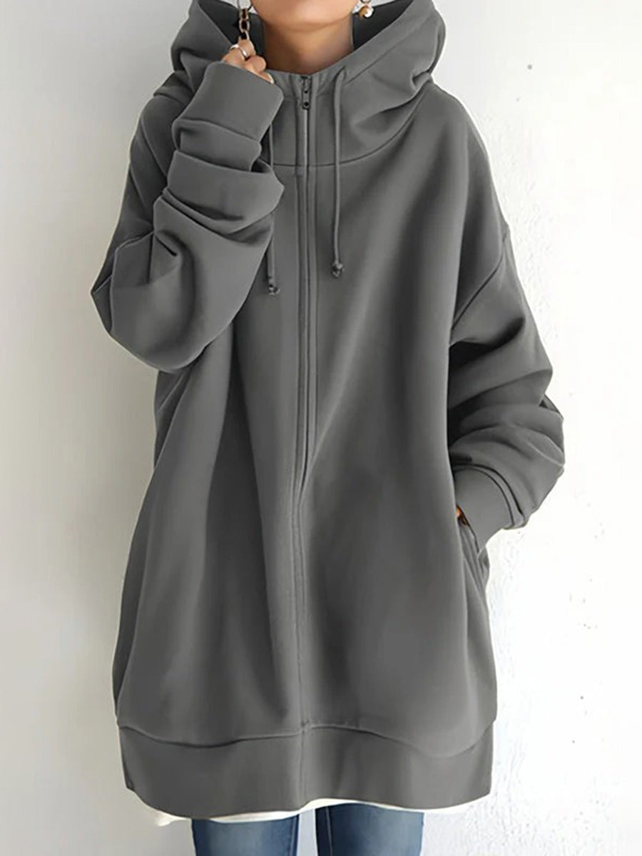 Women's Fall/Winter Zipper Hoodie with Fleece Lining