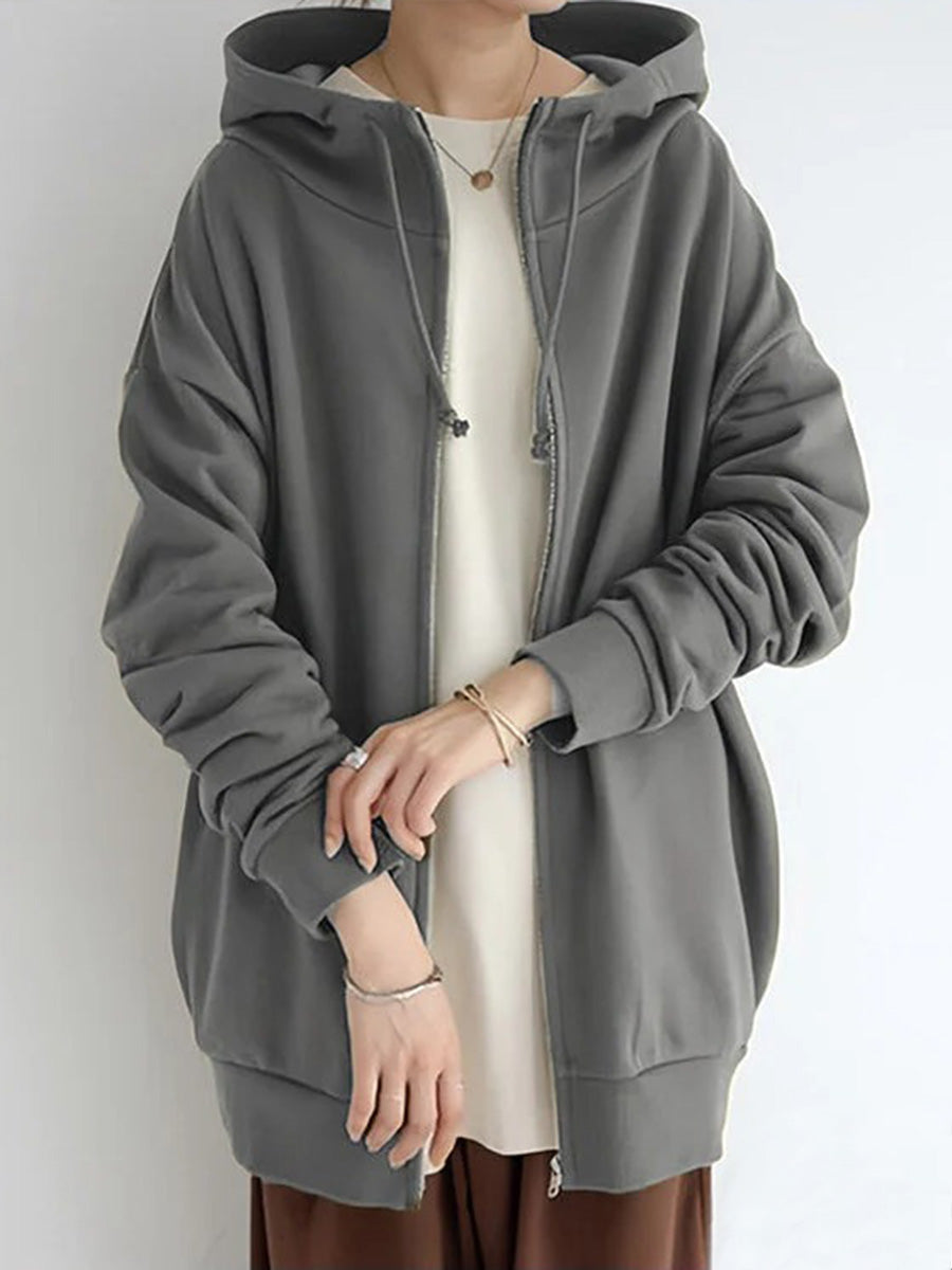 Women's Fall/Winter Zipper Hoodie with Fleece Lining
