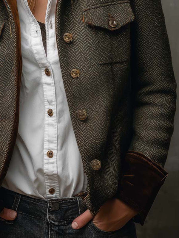 Stylish Groovy Collared Long Sleeve Jacket