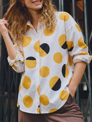 Polka Dot Bell-Sleeve Elegant Top