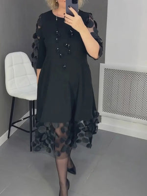 Black Petal Elegant Maxi Dress