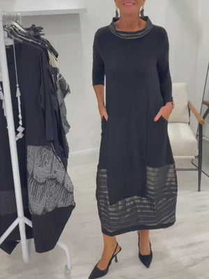 Casual Patchwork Pocket Maxi Dress