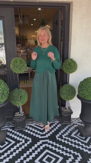 Women Inner Dress + Knitted Pleated Top Casual Suit